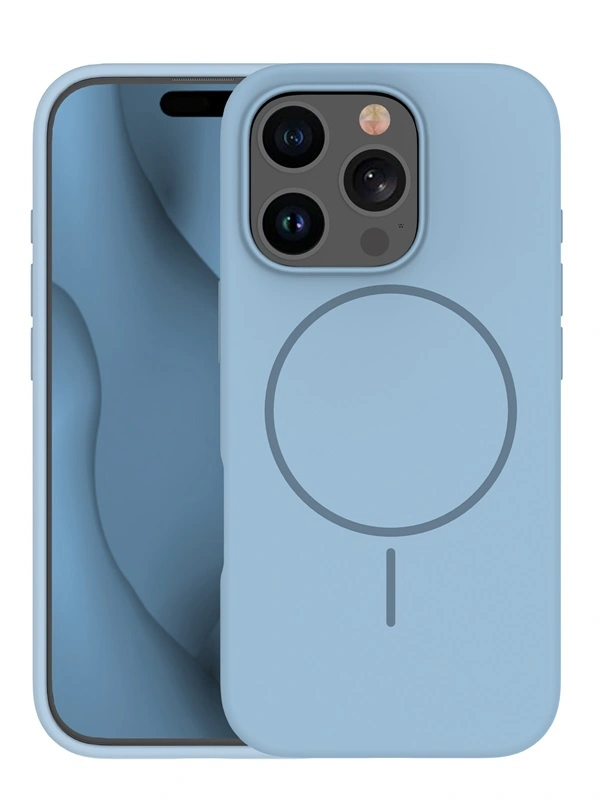 Smart iPhone 16 Pro Max silikoninis Magsafe dėklas, šviesi mėlyna, 2 nuotrauka